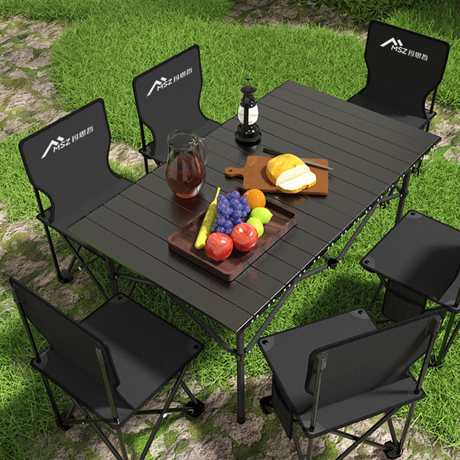 Table de Pique-Nique de Camping Pliante de 0,9 m avec sièges/Trou de Parapluie - 113 kg supporte Cette Valise légère et Pliable for Cartes Table Pliante avec chaises (Size : 50cm+2 Chairs)