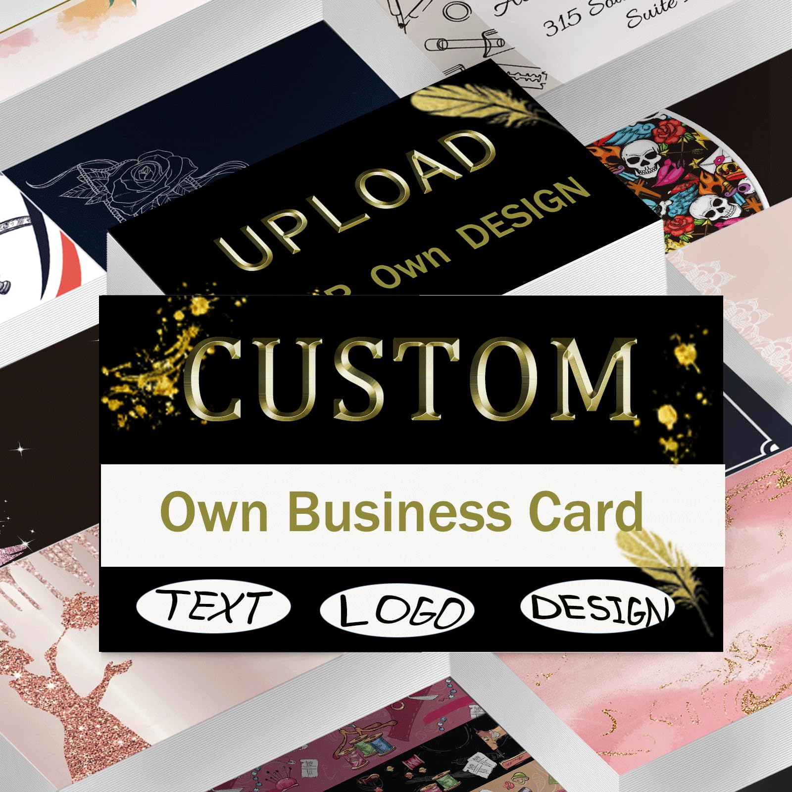 Custom Business Cards Customized with Logo 1000 500 200 100 Personalized Business Cards Customizable with Photo for Small Business Printable