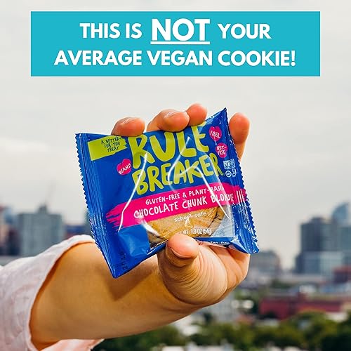 Miniatura 13 de Rule Breaker - Galletas veganas, sin gluten, sin nueces, hipoalergénicas, Kosher, envueltas individualmente, 1.9 oz, aperitivos