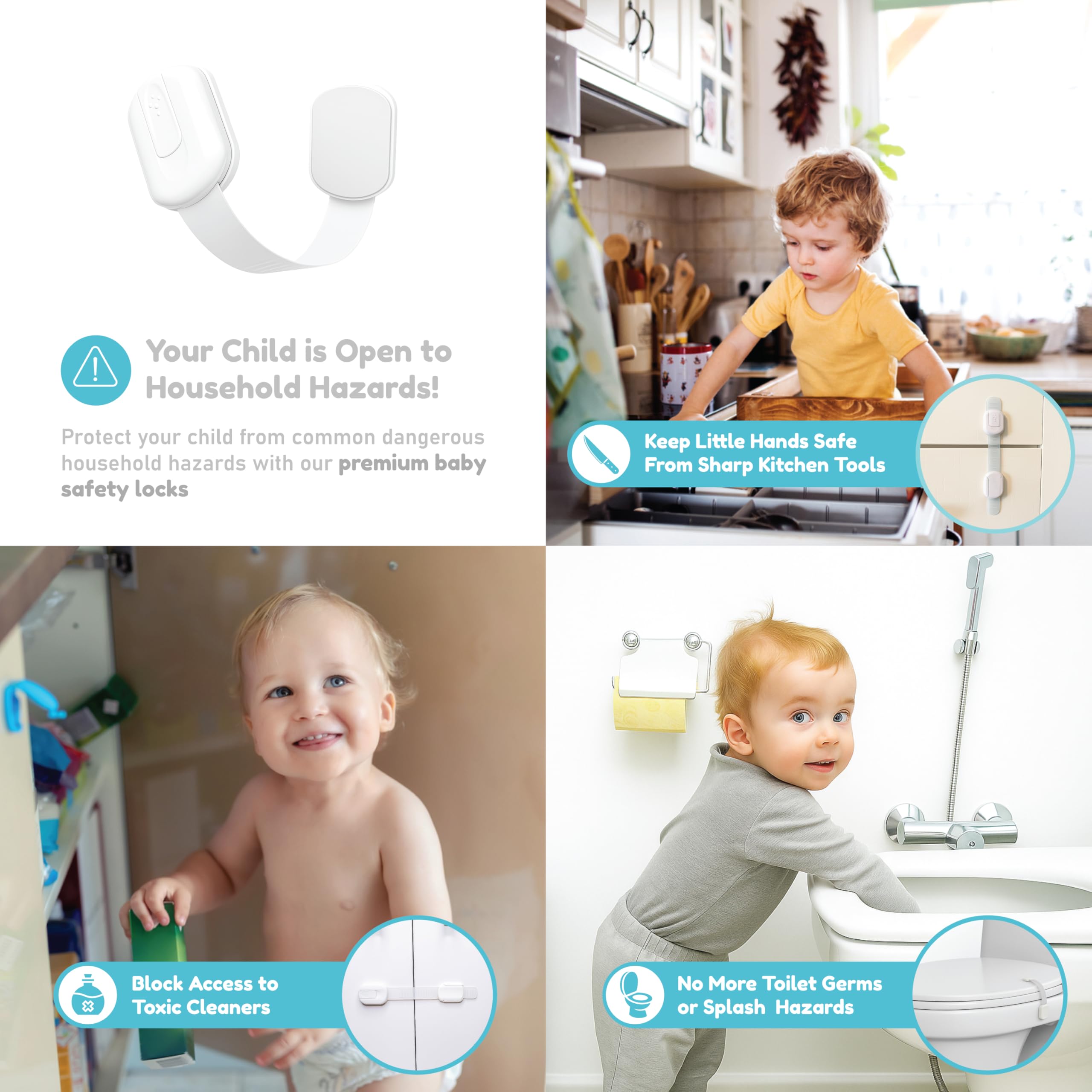 Cupboard Locks for Children, Ximogo® Premium Baby Proofing Child Locks for Kitchen Cupboards, No Drill Required - Image 2