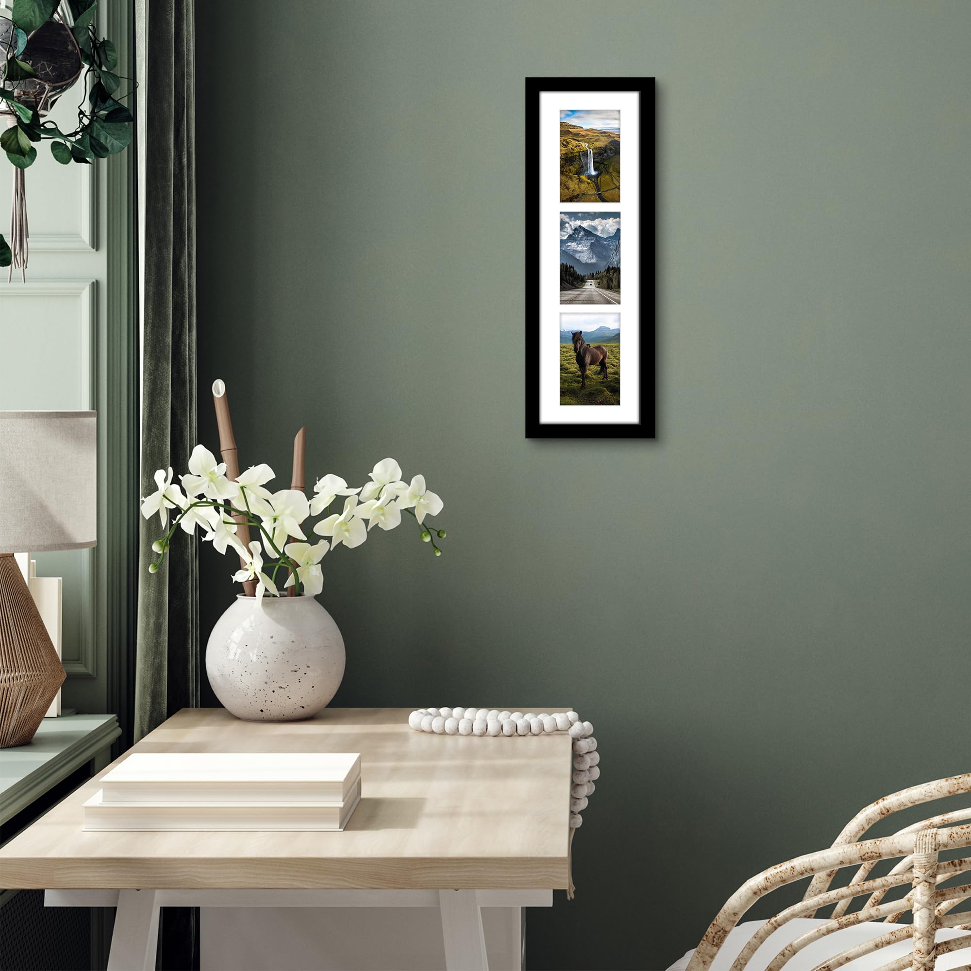Americanflat Ramka na zdjęcia kolaż 6 x 20 z nietłukącym się szkłem – pasuje do (3) zdjęć 4 x 6 lub 10 x 50 cm, zestaw ramek ściennych do galerii, kolekcja Signature Collection, ramka na zdjęcia na