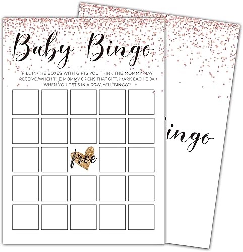 Miniatura 1 de Baby Bingo - Juegos de baby shower, temática de oro rosa rosa - Juego de 30 cartas de juego, juego de fiesta de revelación de género para bebé,