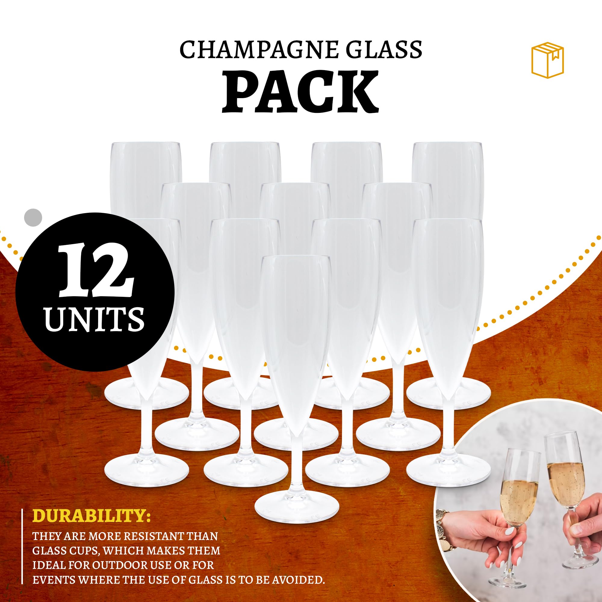 Flute Da Champagne In Plastica - 60 Pezzi, 160ml, Trasparenti, Per Feste E Matrimoni - Foto 2