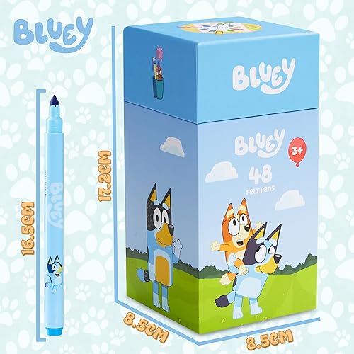 Miniatura 6 de Bluey Bolígrafos para colorear para niños, juego de 48 piezas para colorear para niños, suministros de arte, bolígrafos de punta de fieltro,