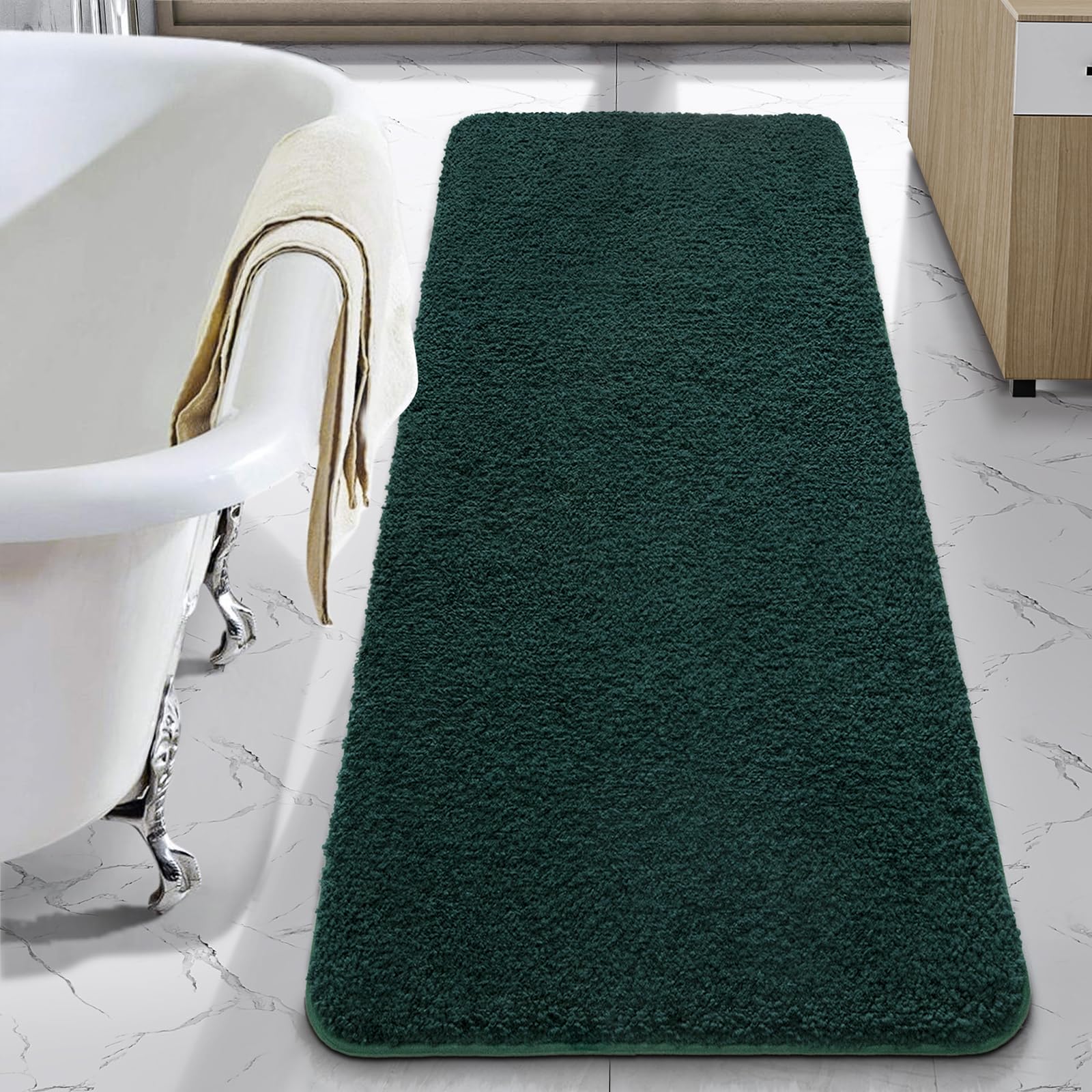 LOCHAS Bathroom Rug Runner 24x70 Inch, Soft Thick Absorbent Microfiber Bath Rugs for Bathroom, Machine Washable, Shaggy Plush Non Slip Bath Mat for