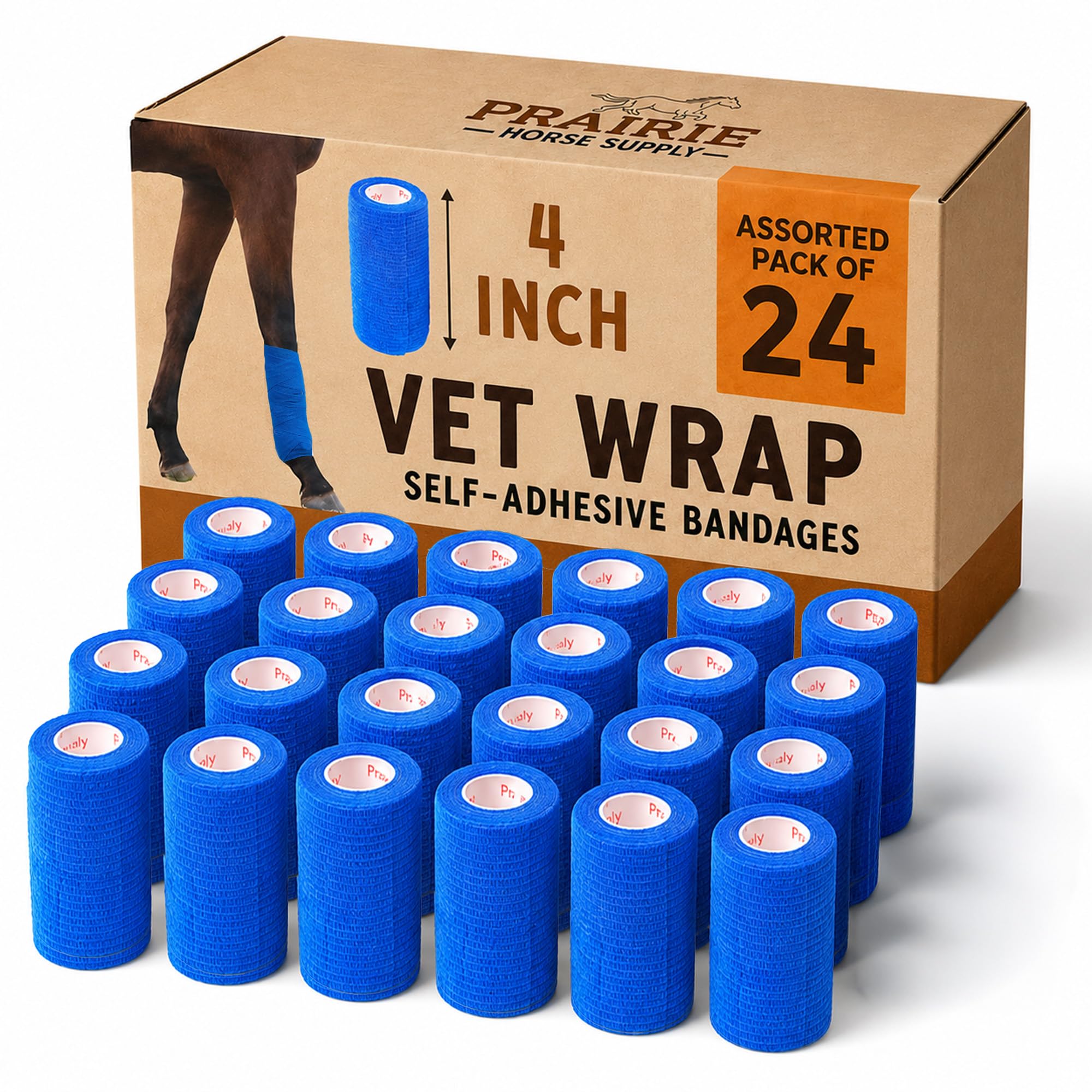 2 Pack Premium Vet Wrap - Self Adhesive Bandage Wrap & Athletic Tape- 4" x 5 Yards Elastic & Self-Sticking Cohesive Bandage for Pets, Sports, Wrists, & Ankles - Red with Smiles by Prairie Horse Supply — Amazon image 32