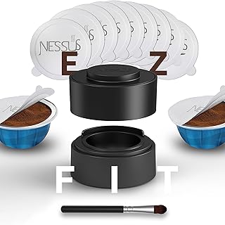 Reusable Vertuo Capsule Kit, [ALSeal EZ FIT] for Reusable Nespresso Pods with 150 Pcs Aluminum Foil Seal Lids, Holder, Brush, for Refilling Nespresso Vertuo Pods Reusable Vertuoline Pod