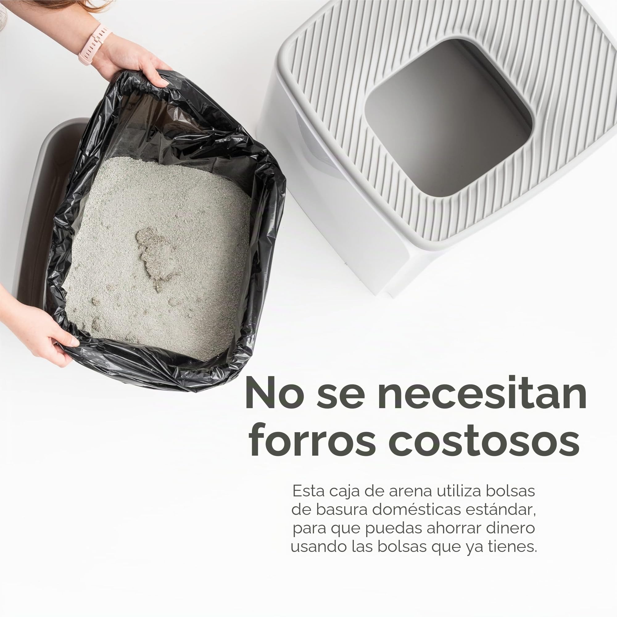 Iris Ohyama Arenero Cerrado para Gatos con Pala, Caja Higiénica con Tapa Extraíble, Antisalpicaduras, Fácil de Limpiar, Sin BPA, Apto para Gatos, Gatitos, Conejos, Blanco - PRCL-SQ
