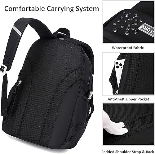 Miniatura 10 de AO ALI VICTORY Mochila para mujeres y niñas, conjunto con estuche para lápices de 15.6 pulgadas, mochila escolar para computadora portátil, mochila