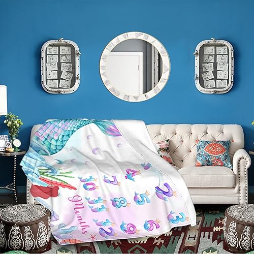 Miniatura 7 de Manta de cola de sirena, para regalo, manta de forro polar súper suave, acogedora manta de franela con aire acondicionado para sofá cama de 60 x 50