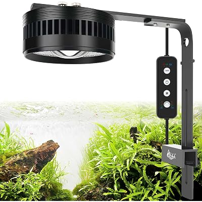 AQQA Aquarium Clip-On Stream Light with Controller, LED Fish Tank Light with 3 Modes (White/RGB/Full Spectrum), Timer & 6 Brightness Levels, Adjustable Clamp for Freshwater Plants Fish Tanks 35W