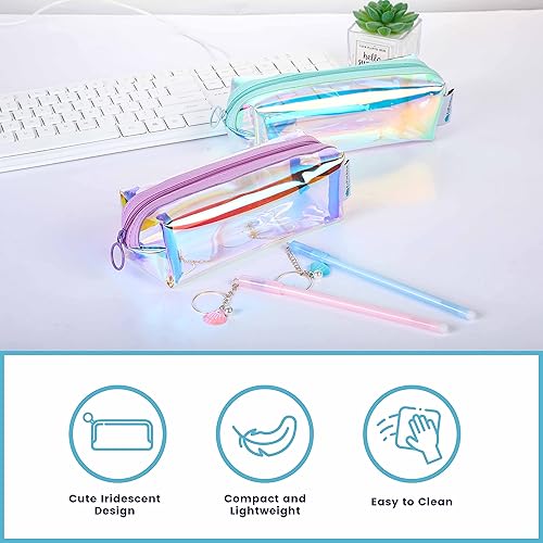 Miniatura 5 de EzPacking - Bolsa de maquillaje transparente holográficalindo organizador de cosméticos iridiscentesoporte para lápices de mujer brillante para la