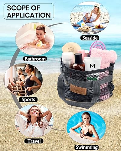 Miniatura 5 de EIMMBD Organizador de ducha portátil  Bolsa de ducha colgante de malla con asa  Carrito de ducha de viaje de gran capacidad  Bolsa de ducha para