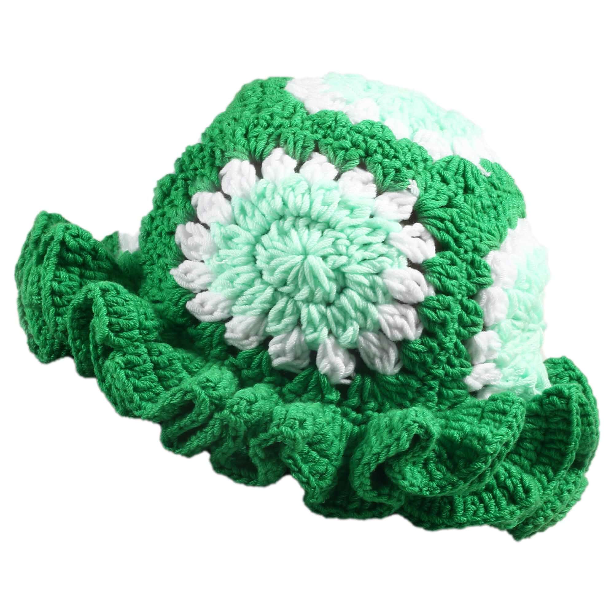 Ahouws Crochet Bucket Hat Women Flower Trendy Knit Floppy Ruffled Cute Boho Handmade Beanies Outdoor Travel Fishing Hat