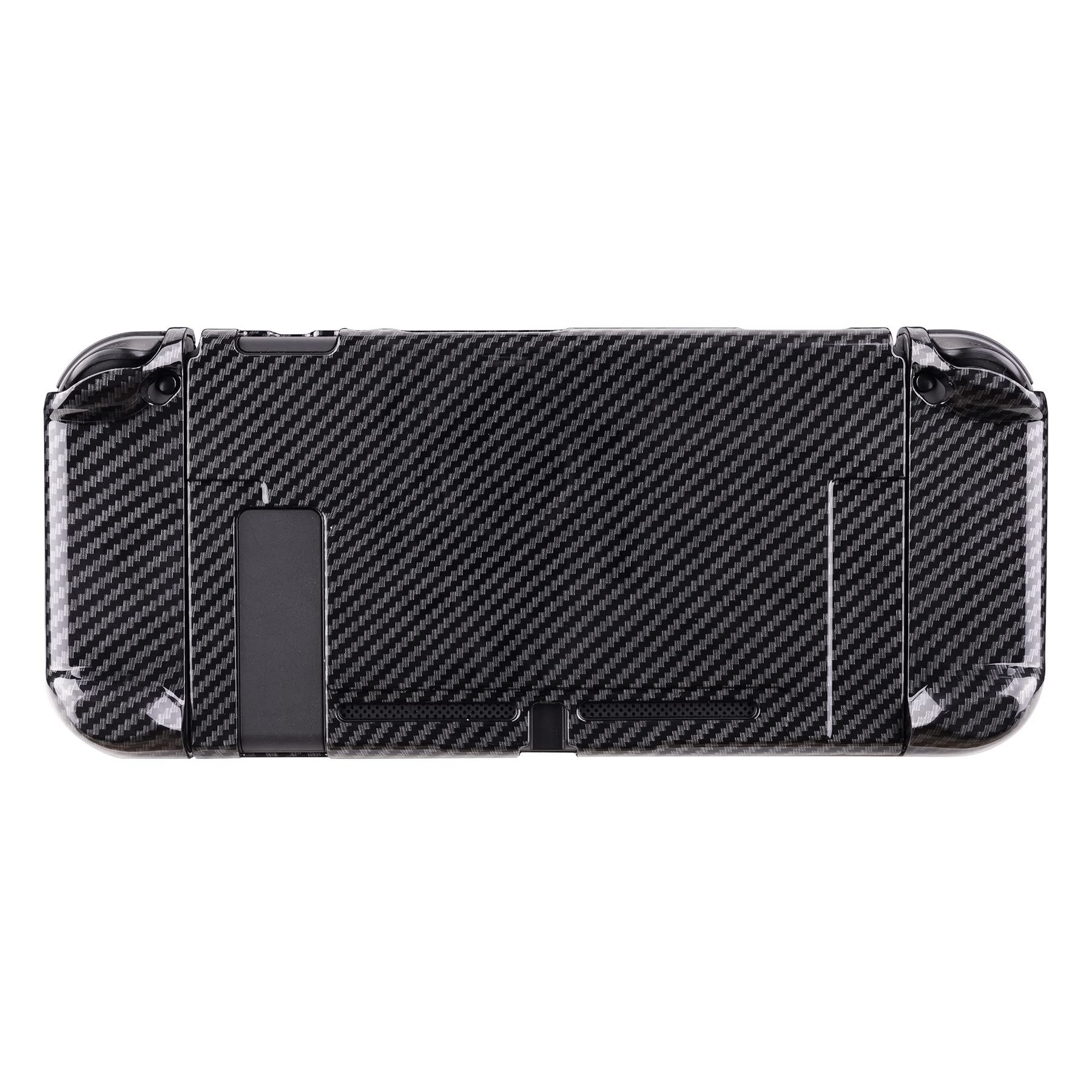 eXtremeRate PlayVital Custodia Protettiva per Nintendo Switch Joycon Console Cover Copertura Rigida Case Separabile per NS Switch Controller Console(Fibra di Carbonio Grafite)