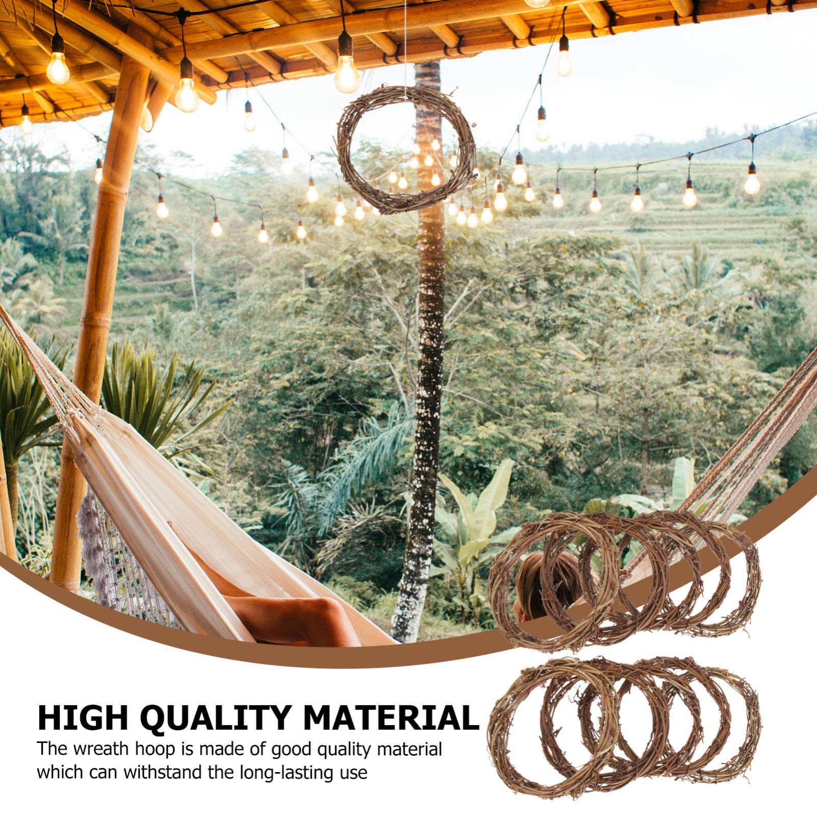 UPKOCH Ghirlanda In Rattan Naturale A Forma Di Luna - 2 Pezzi, 25 Cm - Base Per Decorazioni Fai Da Te, Matrimonio, Natale - 4