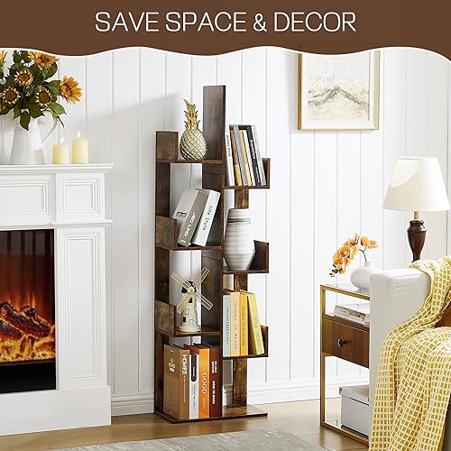 Miniatura 6 de Estantería de 8 niveles, estantería de árbol con 8 estantes para libros, estante de almacenamiento de pie para libros, CDs, plantas, estantería de