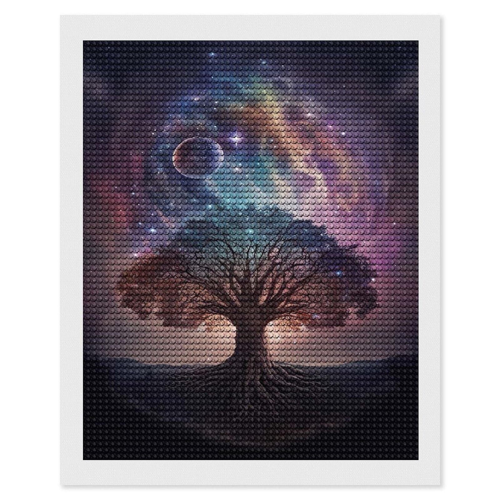 Junmoney Space of Tree Diamond Painting Kit 16"x20", Adhesive Canvas, Home Wall Decor, for Beginners, Birthday Gift, Full Kit Included