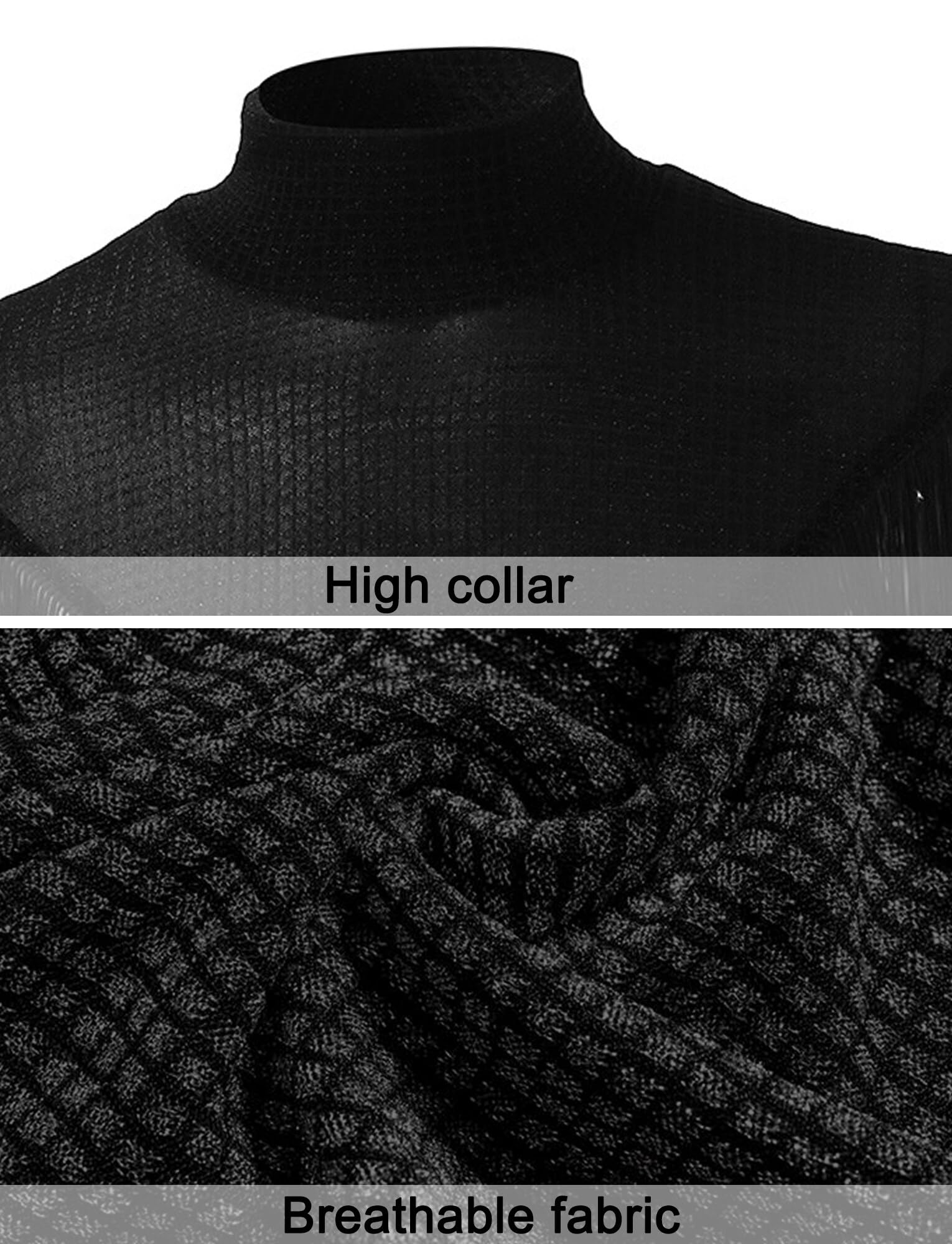 Panegy Camiseta interior transparente de malla de manga larga para hombre