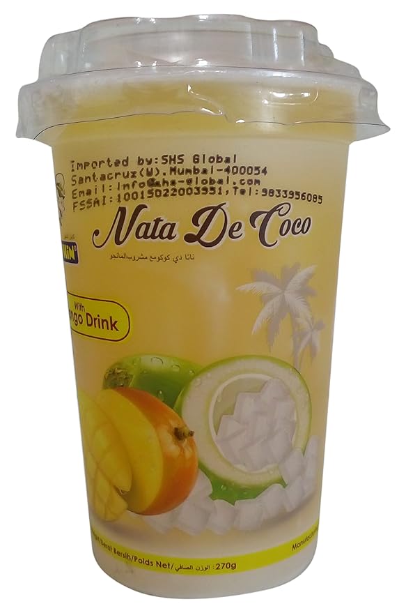 Dolphin NATA De Coco Fruit Drink Mango, 270g Cup Amazon.in Grocery