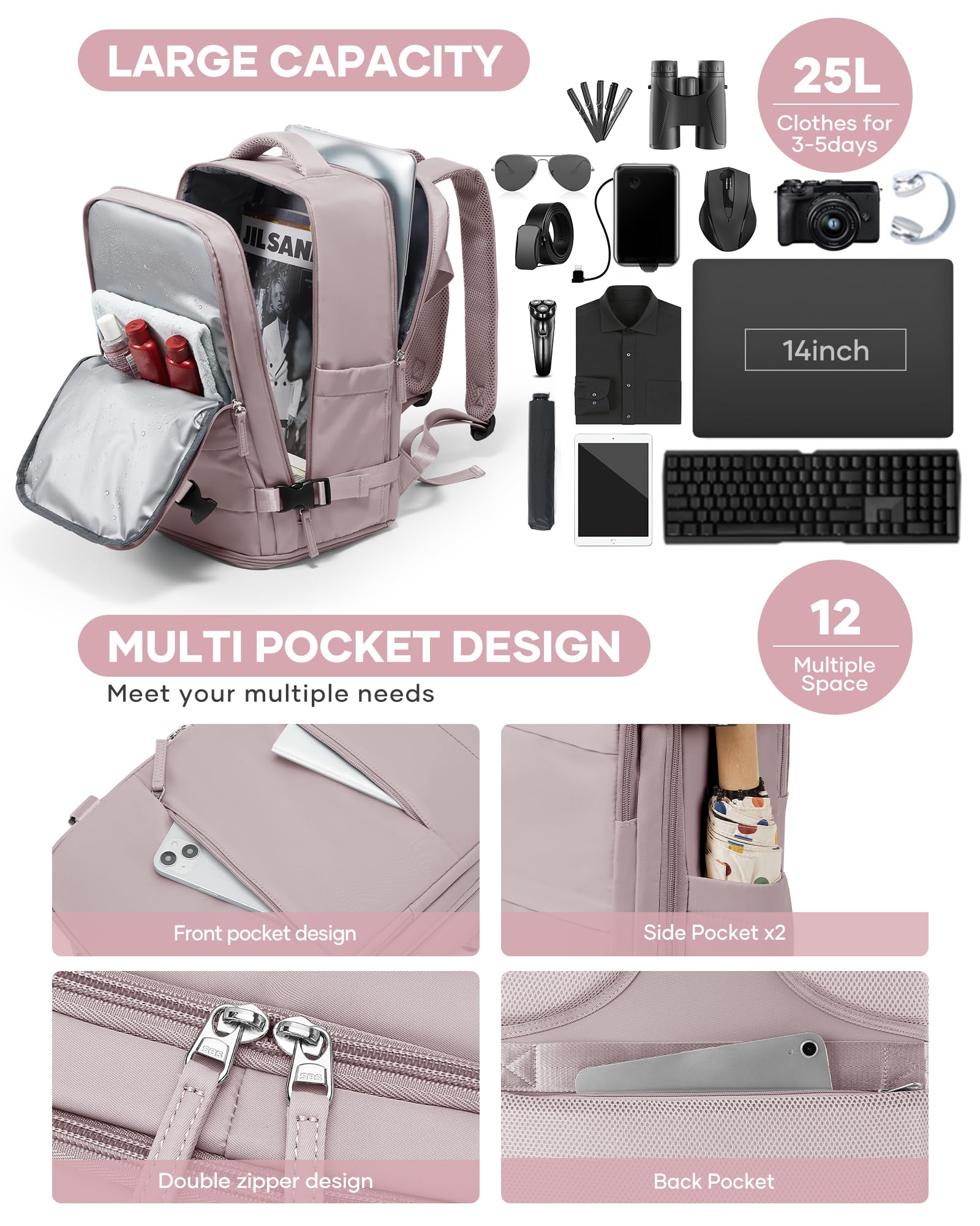 BJLFS Borse da Cabina per Ryanair 40x30x20 Bagaglio a mano Sottovuoto 40x20x25 Zaino da Viaggio con Sottovuoto impermeabile Donna Zaino Easyjet 45x36x20 Zaini Wizzair con porta scarpe