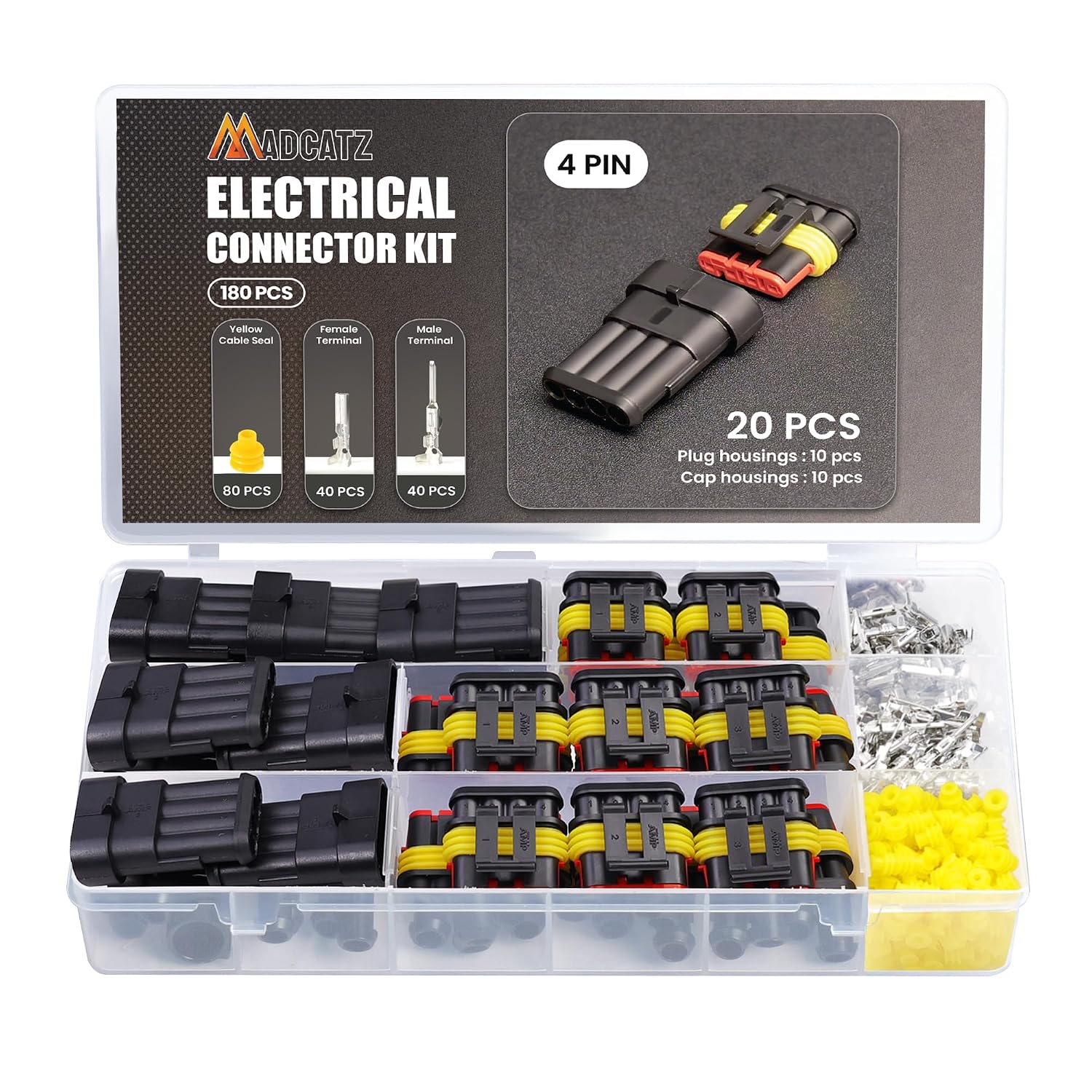 120 Pcs MADCATZ Automotive 1 Pin Electrical Connector Plug Male and Female Terminals Wire Connectors Waterproof Electrical Wire Connector Plug Kit, 20 Set One Way