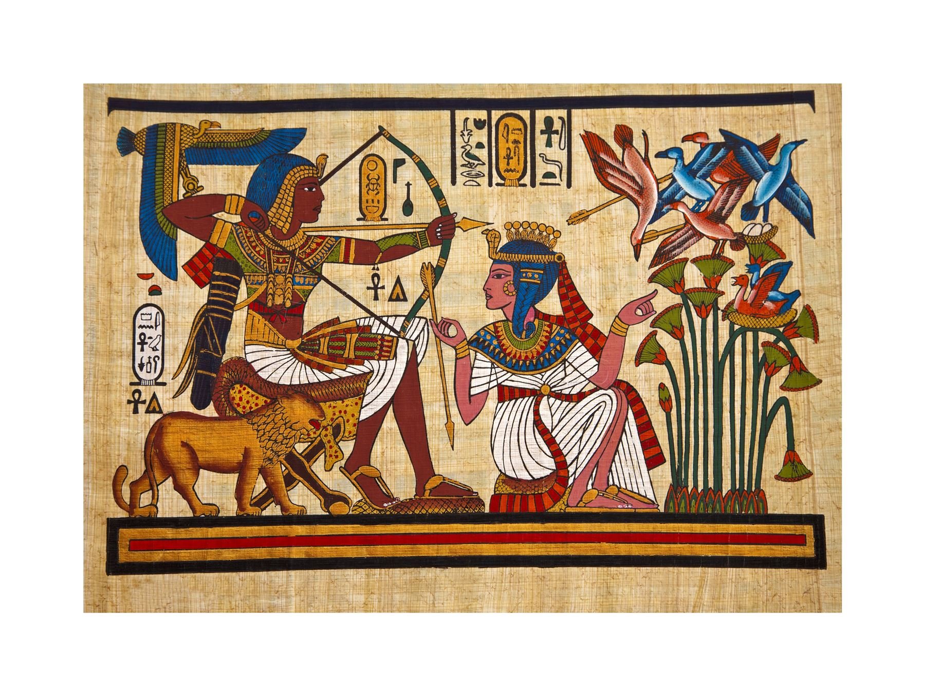 Wee Blue Coo Painting Egyptian Mural Pharaoh Queen Archery Arrow Bow Wall Art Print