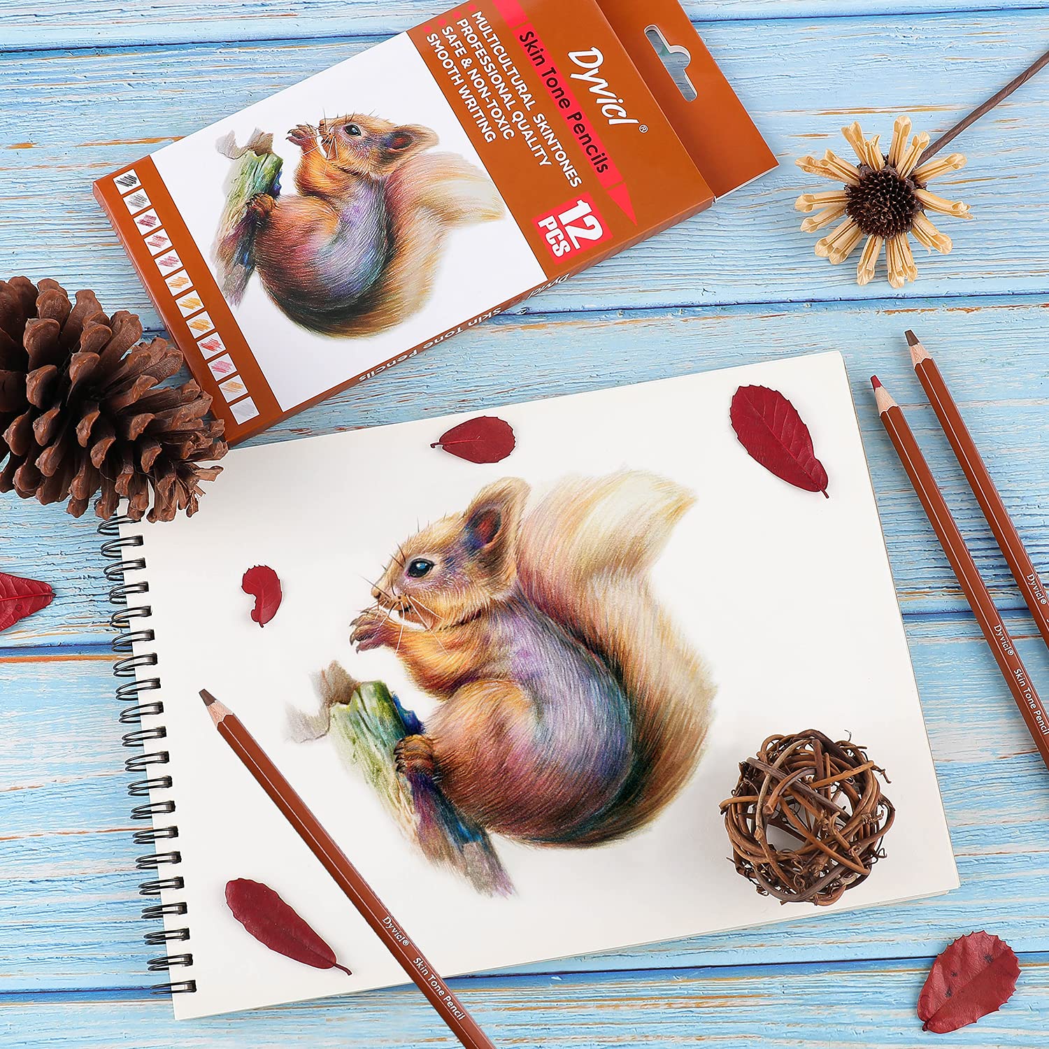 Dyvicl Skin Colored Pencils Skin Tone Pencils Portrait Set, Soft Core