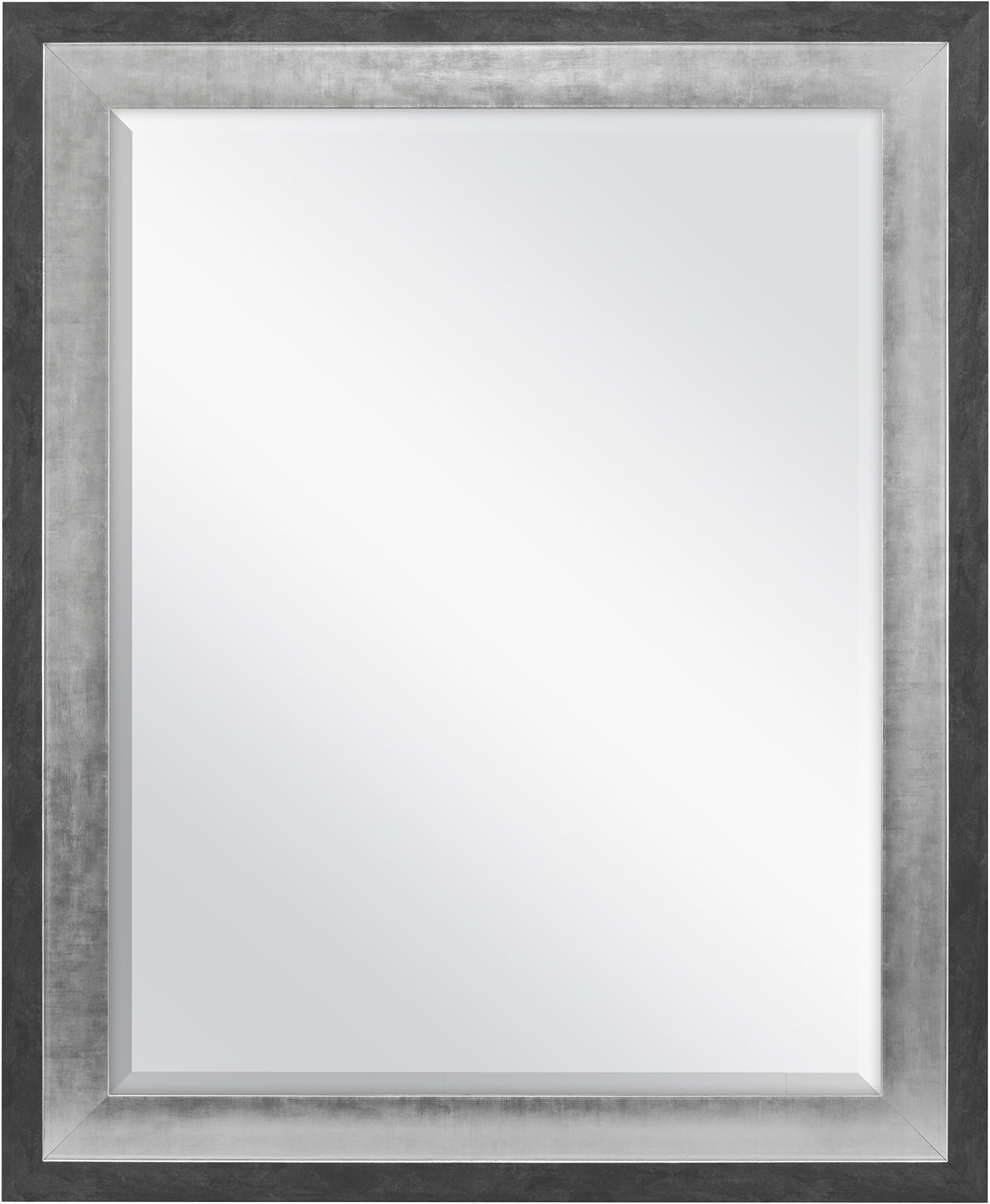 MCS 22x28 Inch Wall Mirror, 28x34 Inch Overall Size, Concrete with Silver Finish