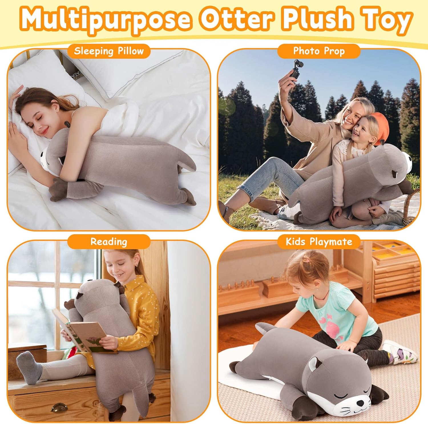Valentine‘s Day Gift 30'' Giant Otter Plush Stuffed Animal- Otter Plush Pillow Plushies, Large Sleeping Body Pillow Plush Toy, Cute Hugging Stuffed Animal, Birthday Gifts for Kids Girls Boys - Image 5