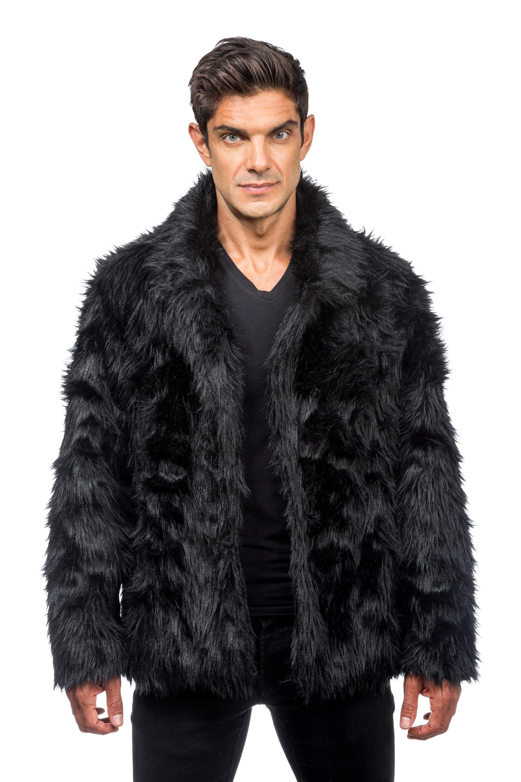 Chaks - Jacke mit Felloptik für Erwachsene, Kunstfell, Felljacke für Karneval, Festival, Party Fashion