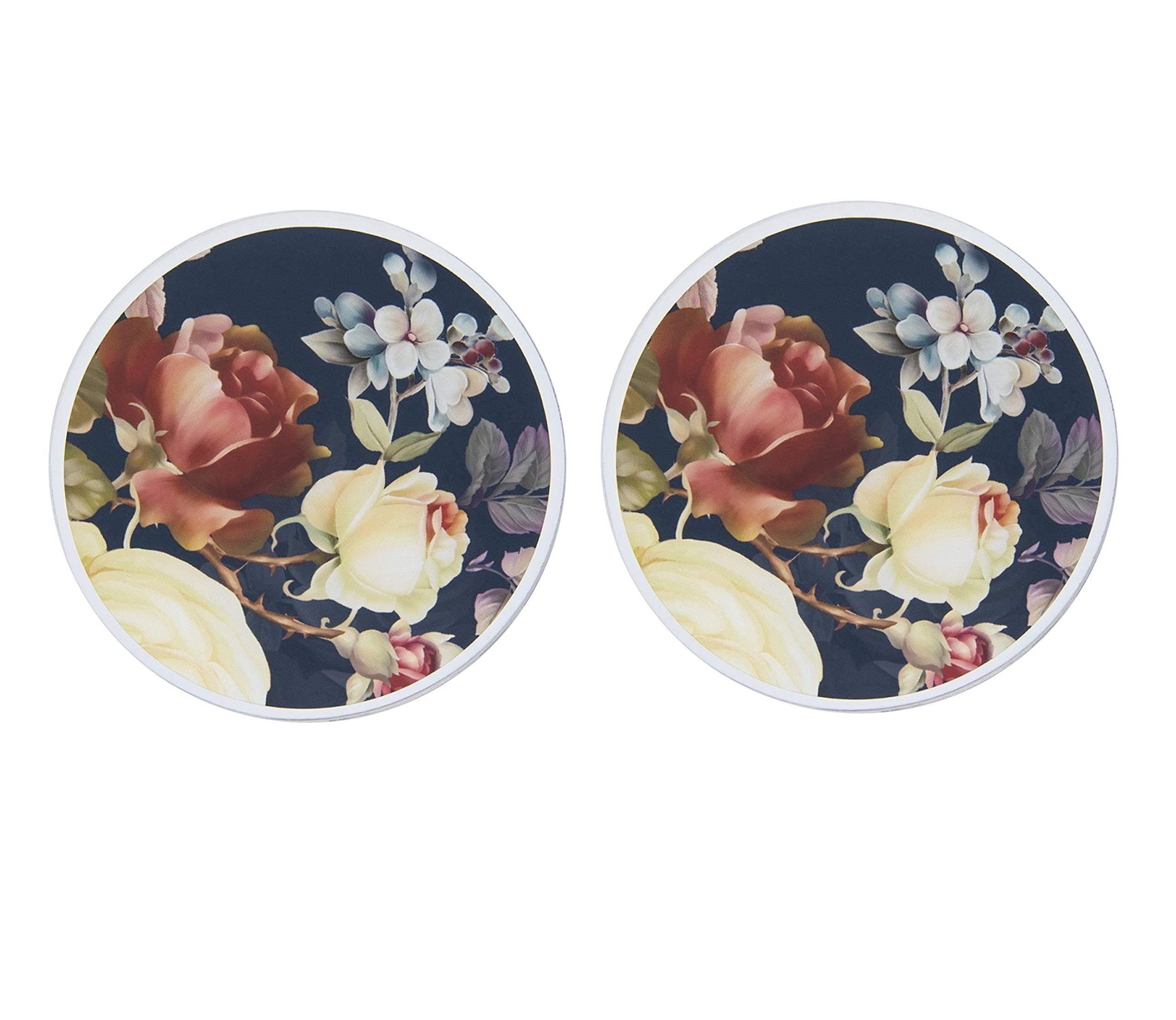 Lesser & Pavey Glass Candle Plates Set of 2 Mirrored 10/20cm Decorative Tealight Display Round Coaster (Rose Blossom Candle Plate)