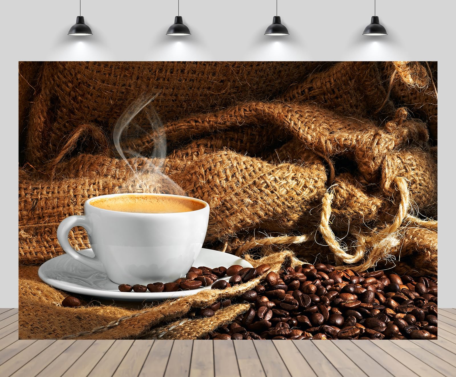 chnywork 7x5ft Coffee Backdrop Coffee Beans Cup Afternoon Tea Party Cafe Background Leisure Time Theme Party Decor Cafe Shop Photo Booth Studio Props