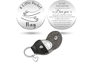 To My Daughter Pocket Hug Token with Leather Keychain, Inspirational Stainless Steel...