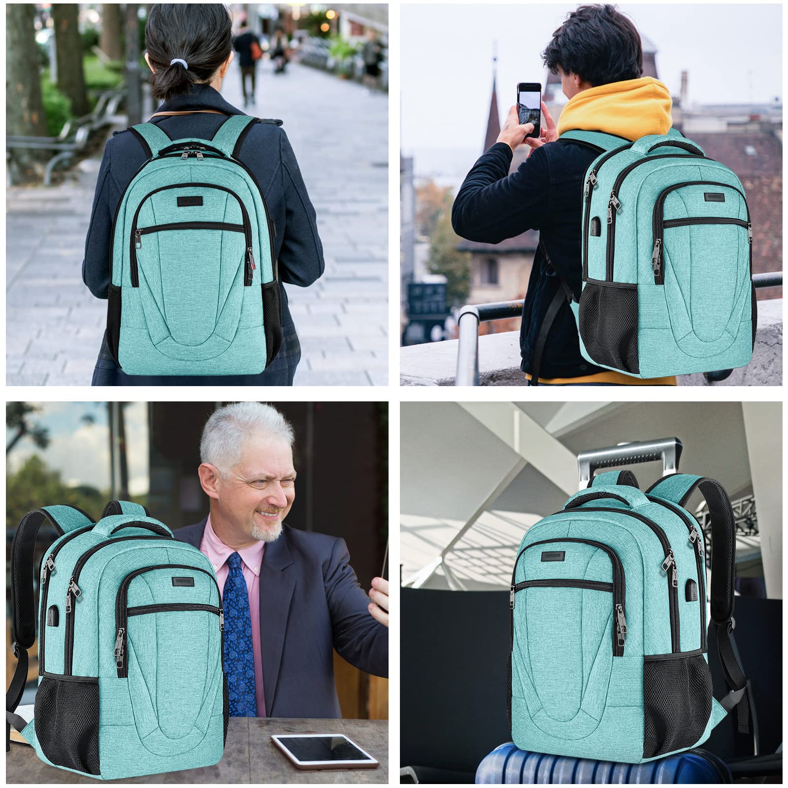 BIKROD Zaino da uomo e donna, zaino per la scuola, per ragazzi, ragazze, adolescenti, impermeabile, borsa per laptop da 17,3 pollici, con porta di ricarica USB, per lavoro, viaggi, escursionismo, con