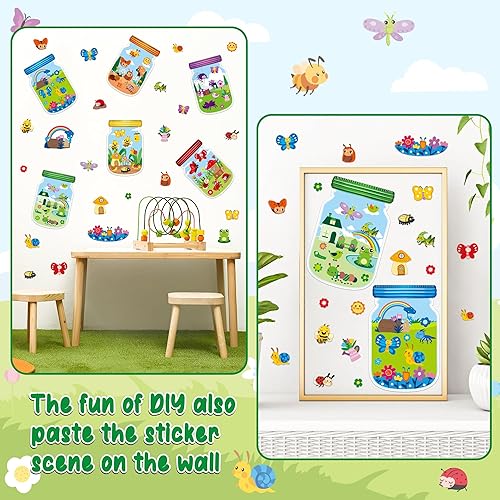 Miniatura 6 de CY2SIDE Juego de 12 calcomanías de espacio exterior para niños, haz un tarro exterior, escena con calcomanías de astronauta del espacio exterior,