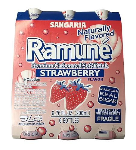 Sangaria Ramune Premium Refresco carbonatado 676 fl oz por botella fresa 6 botellas