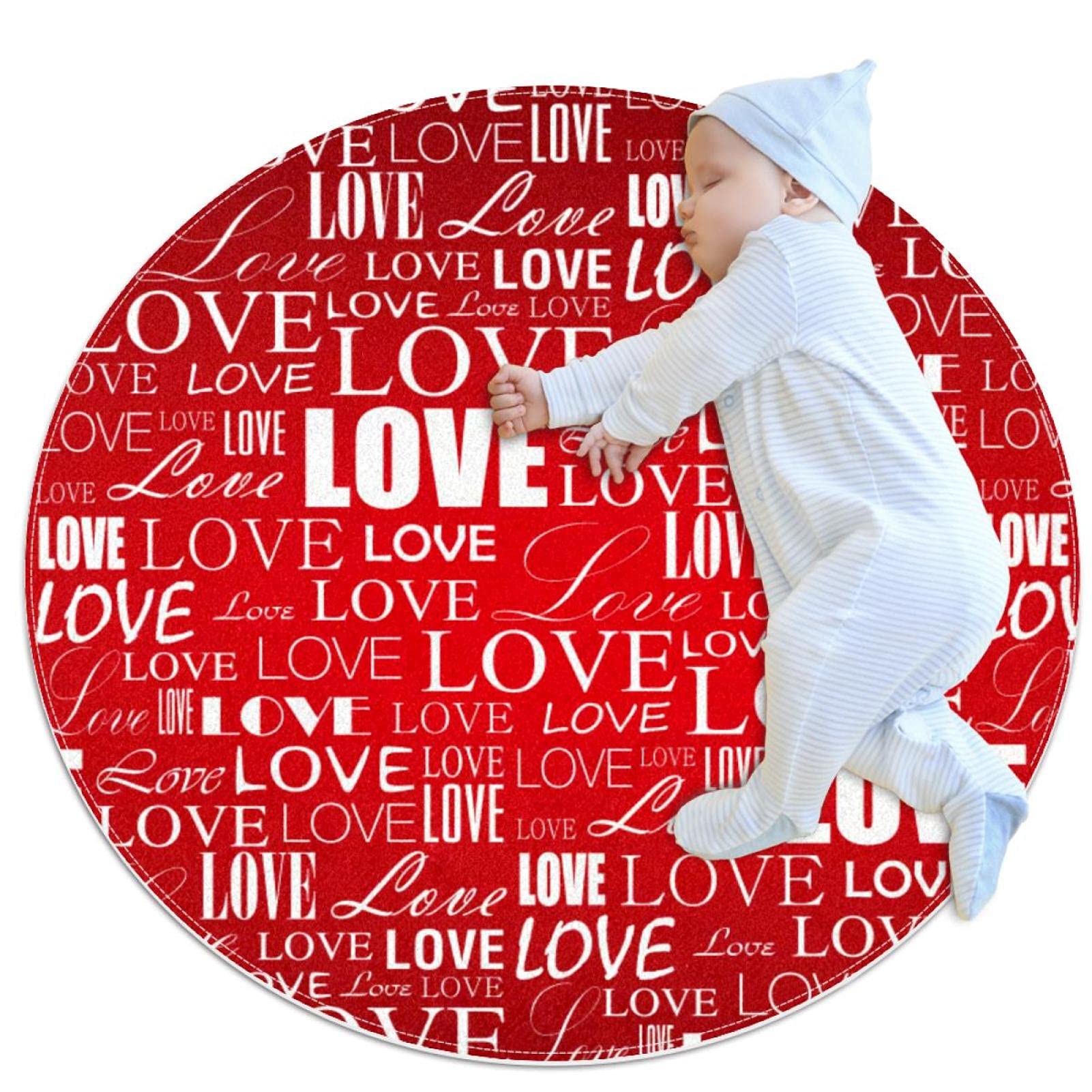 Tapis de jeu pour enfants rouge amour JDEZ idée cadeau de naissance idéal