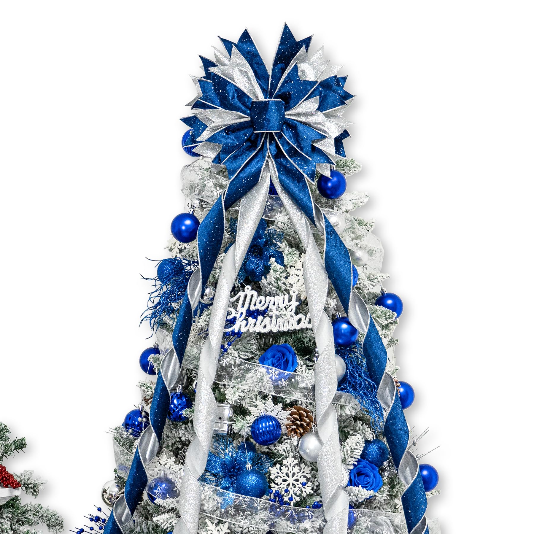 Große Weihnachtsbaumspitze-Schleife - 130 X 33 Cm, Mit Glitzer, Rot-grün, Für Baum & Deko