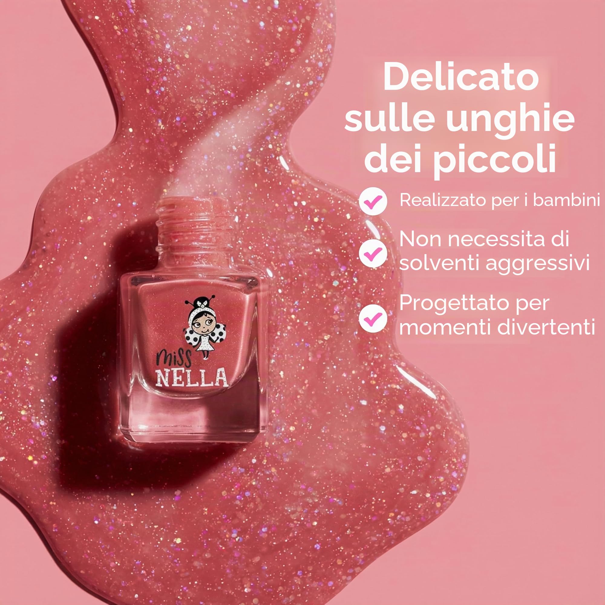 Miss Nella Set di trucchi e smalti per bambini per bambine, ipoallergenico, dermatologicamente testato, non tossico, borsa cosmetica in tela, sicura e divertente (Bag Of Wonder)