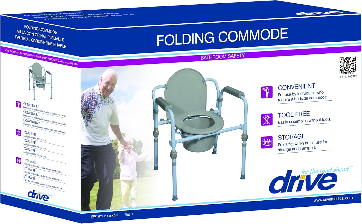 Amazon Drive Medical Deluxe Folding Commode with Commode Bucket and