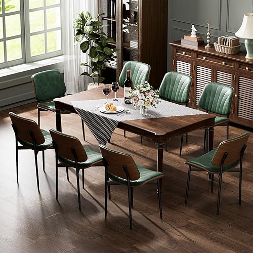 Miniatura 52 de Juego de 4 sillas de comedor, sillas para comedor y cocina, silla de acento moderna de mediados de siglo certificada FSC, sillas tapizadas de piel