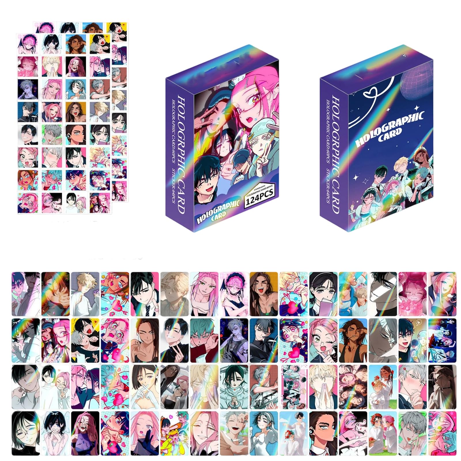 64PC Alien Stage Stickers+60PC Lomo Photocards Alien Stage Cards Photocards Anime Figure Lomo Laser Cards Gift for Fans A03