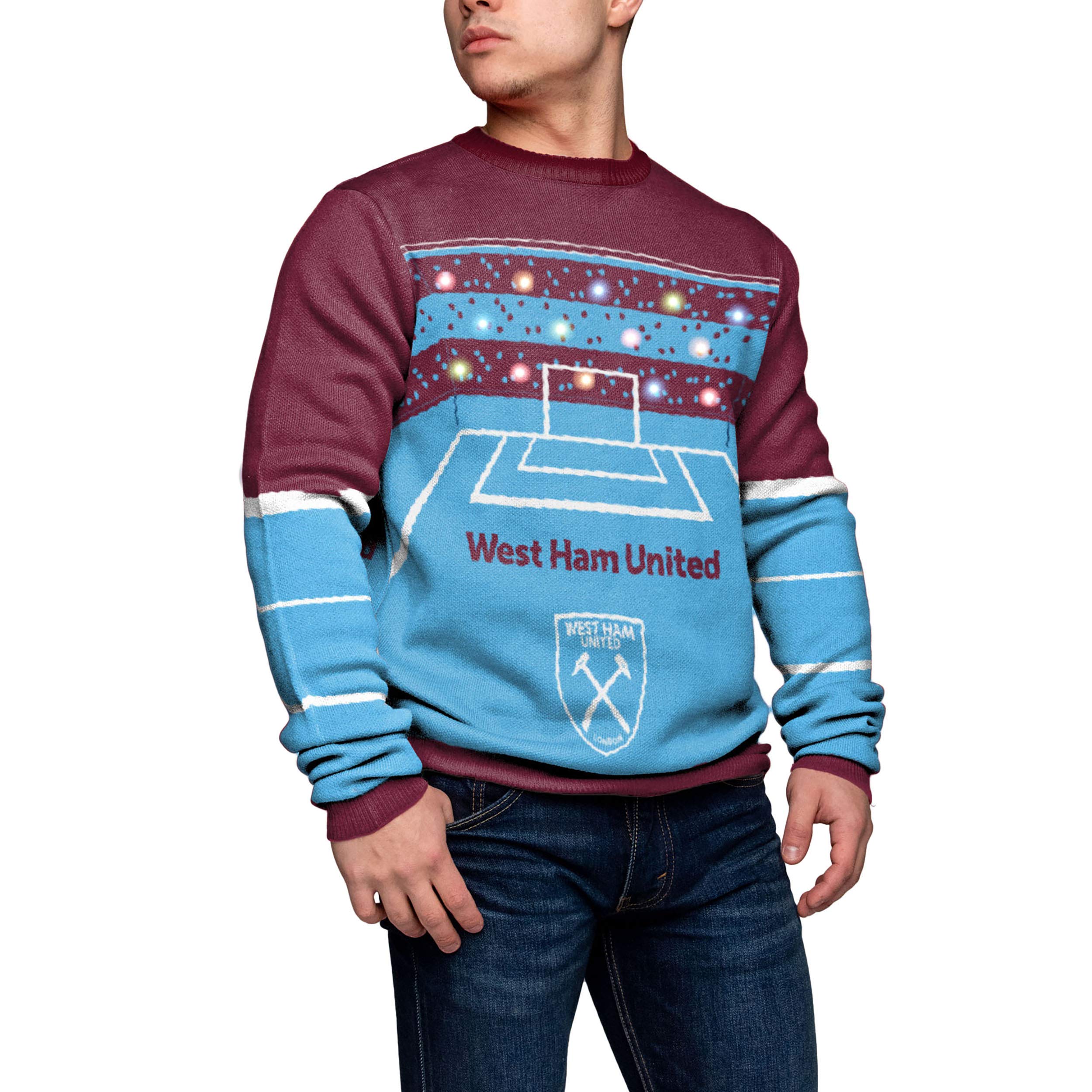 FOCO Offically Licenced West Ham United FC Light Up Sweater Claret