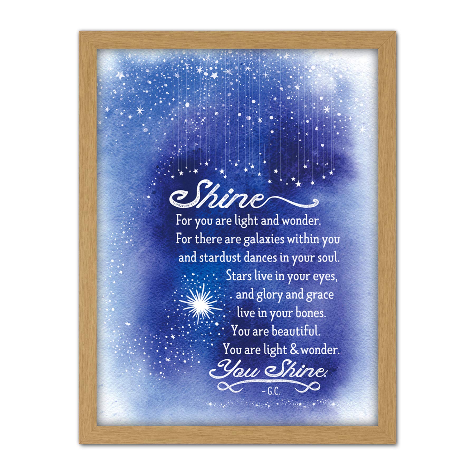 Wee Blue Coo Quote Shine Stars Artwork Framed Wall Art Print 18X24 Inch
