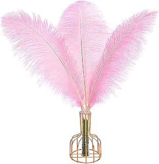 THARAHT 12PCS Ostrich Feathers Natural Bulk 14-16Inch(35-40cm) for Wedding Party Centerpieces Easter Gatsby Flower Arrangement and Home Decorate Ostrich Feathers,Pink