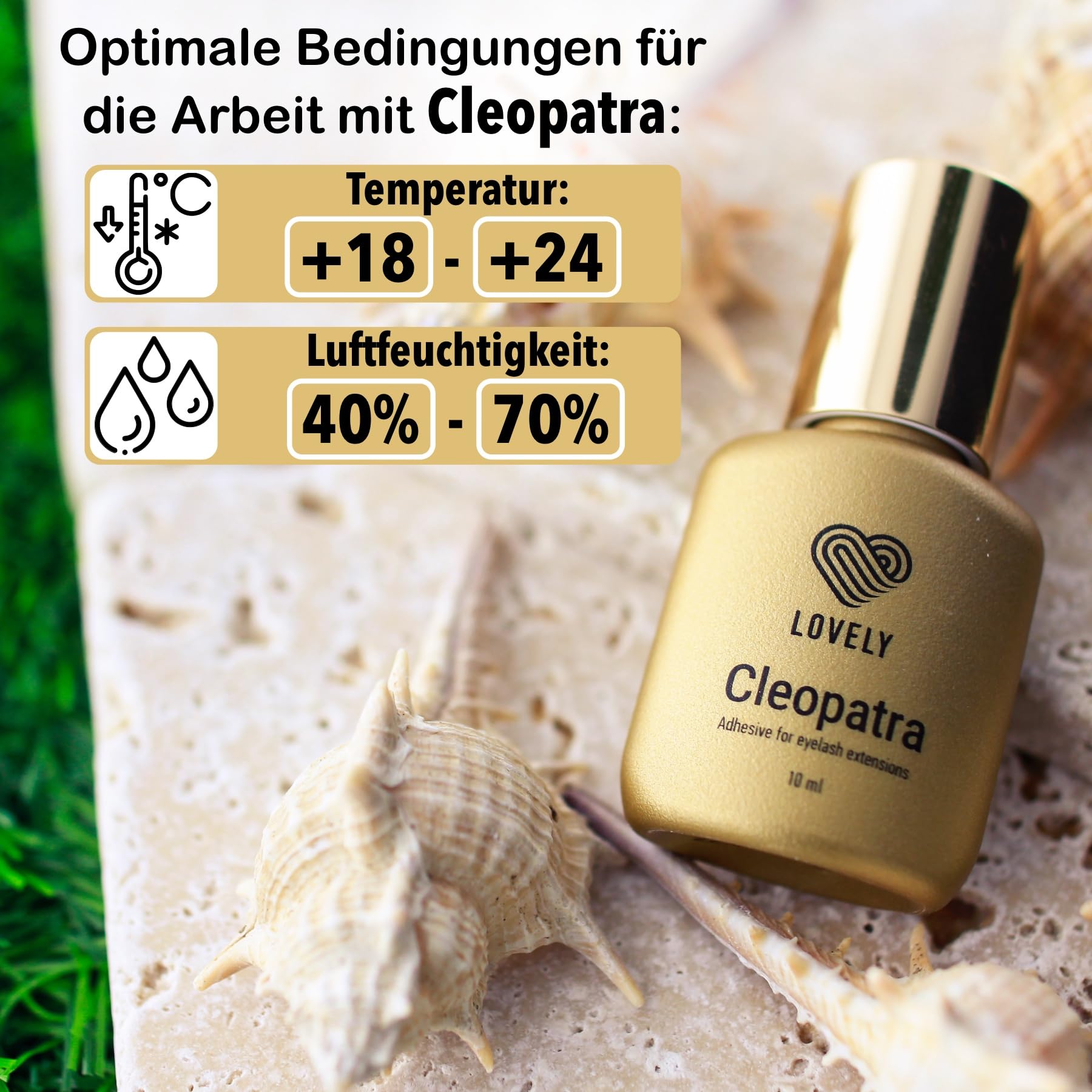 LOVELY klej do rzęs CLEOPATRA (10ml, kolor: BLACK) bardzo szybki klej, czas schnięcia: IMMEDIATE - przyczepność 8 tygodni, dla alergików, bardzo trwały, do profesjonalnego przedłużania rzęs