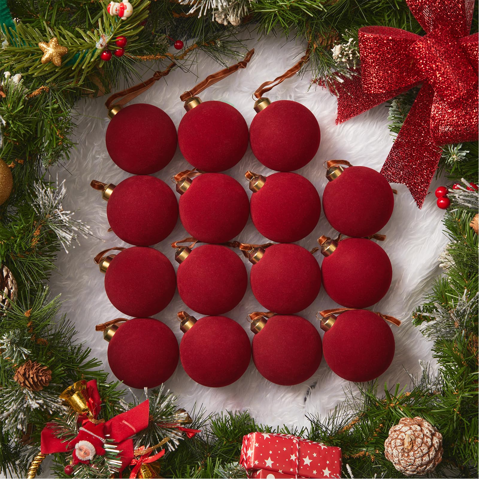 Locker.Ink | 23 Must-Have Christmas Tree Ornaments for a Magical 2025 Holiday Season Brightown Red Velvet Balls (15-Pack)