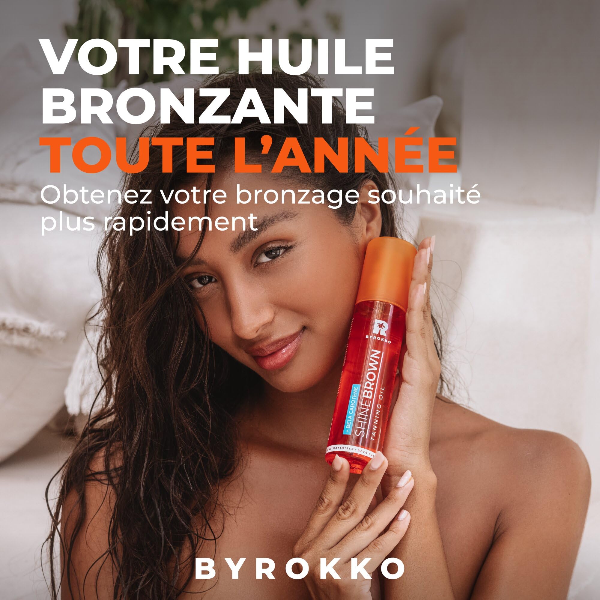 BYROKKO Shine Brown Huile de bronzage bêta-carotène (150 ml), huile d'accélérateur de bronzage pour banc de soleil et soleil d'extérieur - Huile ultime pour un bronzage impeccable et un éclat