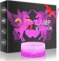 Vista 1 de Palawell Lámpara de unicornio regalos de unicornios para niñas, luz nocturna de unicornio, 16 cambios de color, control remoto y control táctil como